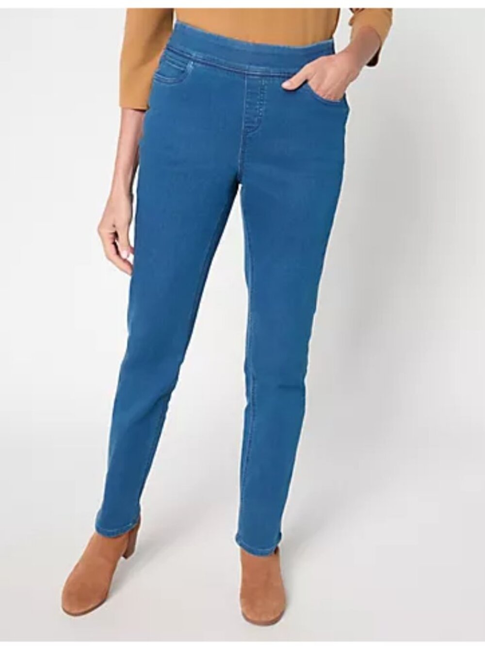 Denim & Co. Petite Comfy Knit Straight Leg Pull-On Jean - Size: SP - NIP